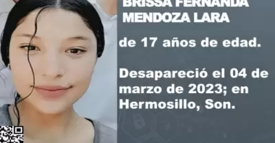 Se trata de localizar a Brissa Fernanda Mendoza Lara