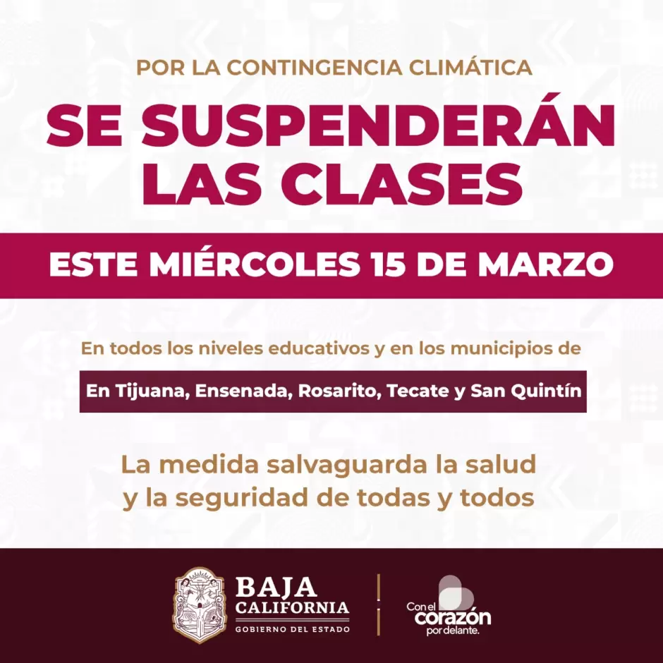 Por lluvias, suspenden clases en Baja California