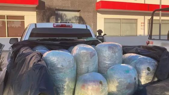 GN localiza mariguana en batea de camioneta en Sinaloa