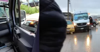 Choque entre transporte público y vehículo en Bulevar Héctor Terán Terán