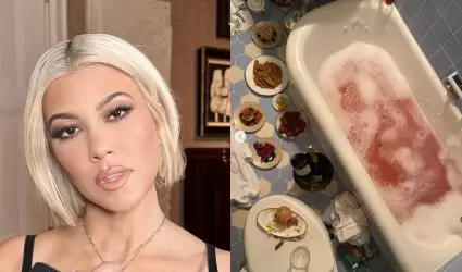 Kourtney Kardashian compartió una foto de un baño con comida.
