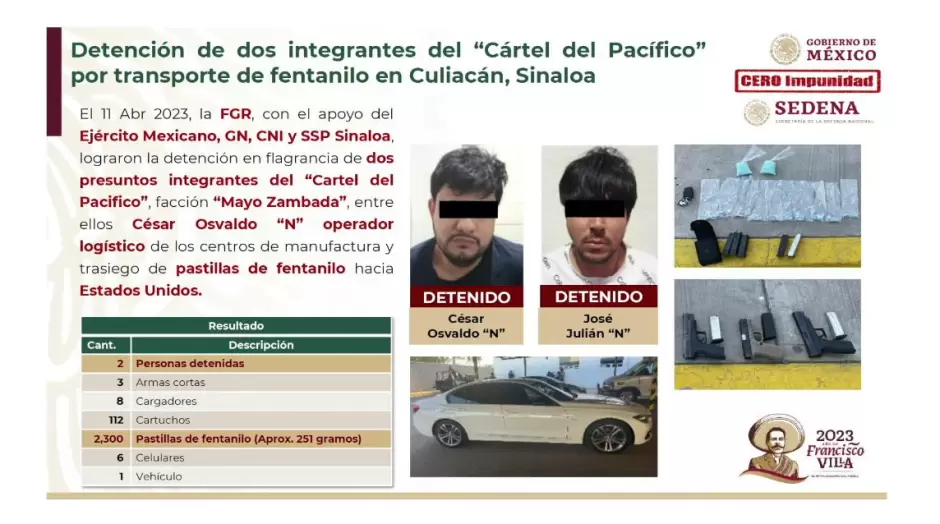Miembros del C�rtel del Pac�fico detenidos