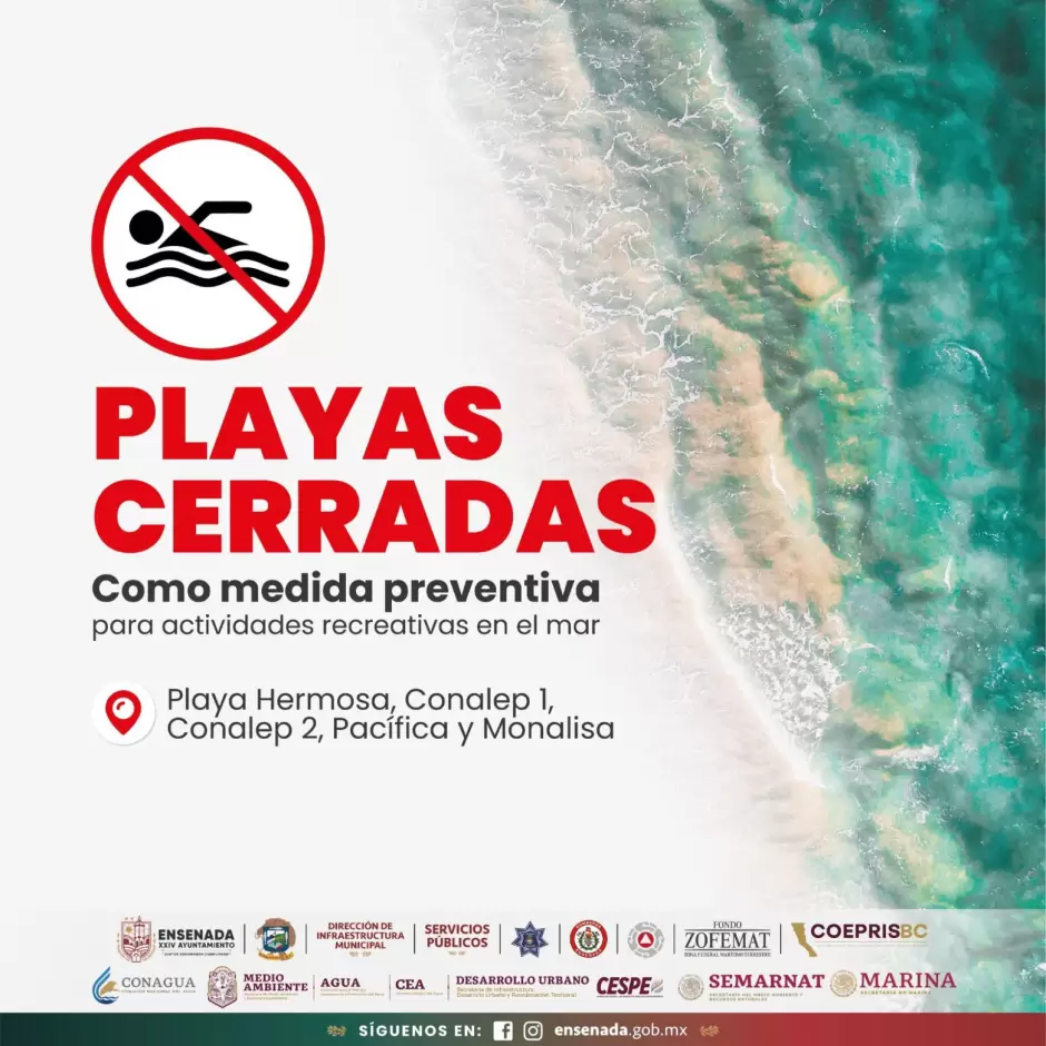 Playas cerradas Ensenada