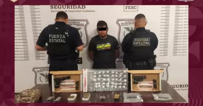 Detenido con armas, cartuchos, droga y vehículo robado