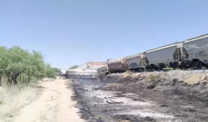 Se descarrilan 20 vagones de tren de carga en Querobabi