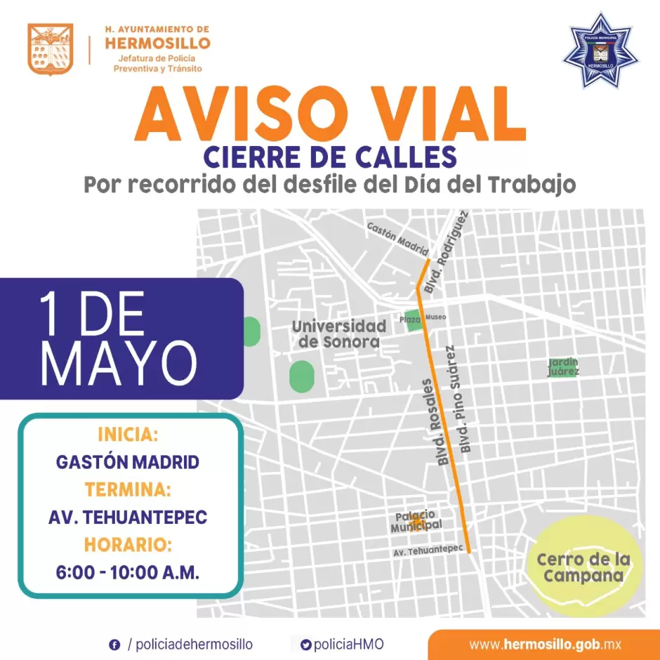 Recorrido del desfile del D�a Del Trabajo