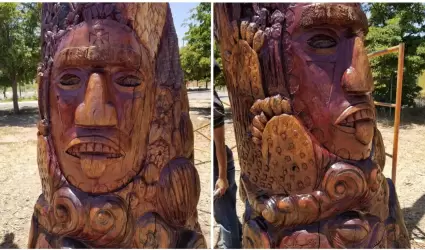 Escultura con s�mbolos de las etnias de Sonora