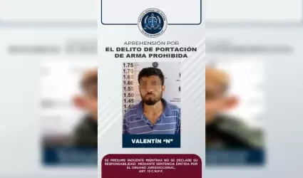 Arrestan a sujeto por portaci�n de arma prohibida