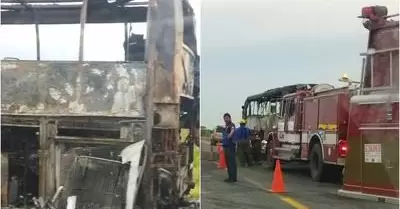 Incendio de autob�s en Matamoros.