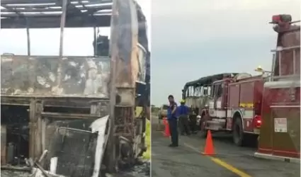 Incendio de autobs en Matamoros.
