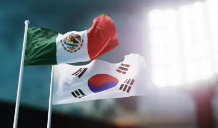 Bandera de México y Corea del Sur