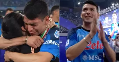 "Chucky" Lozano llora tras recibir su medalla de campeón de Italia