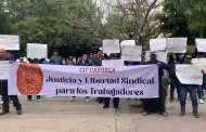 Trabajadores de mina La Herradura se manifiestan en Palacio de Gobierno
