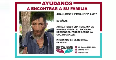 Buscan a familiares del señor Juan José Hernández Amez