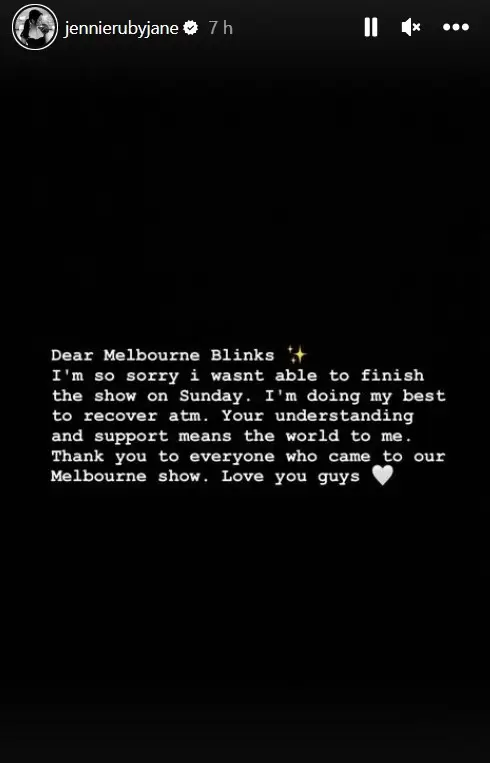 Jennie se disculp con sus fans.
