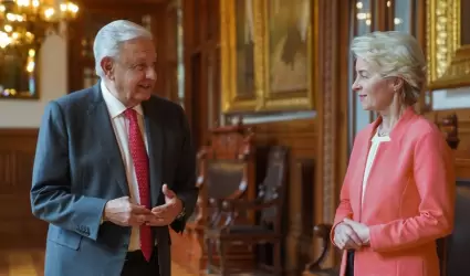 López Obrador y la presidenta de la Unión Europea, Ursula von der Leyen