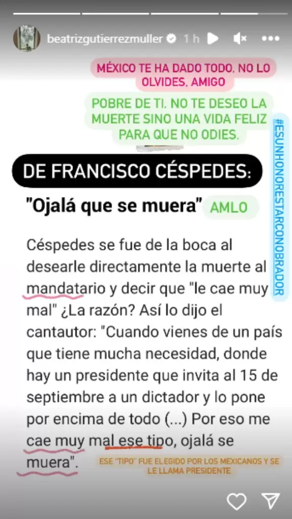 Reaccin de Beariz Gutirrez a declaraciones de Francisco Cspedes