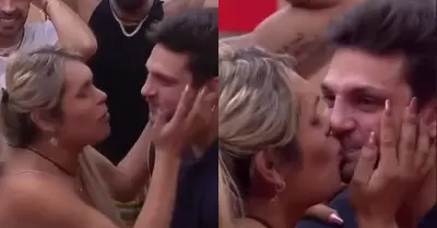 Wendy Guevara y Nicola Porcella se dieron un beso de piquito.