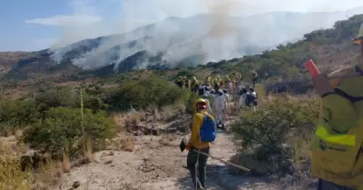Brigadistas combaten incendios en muris y Bacoachi