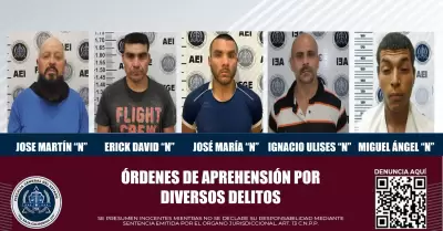 �rdenes de aprehensi�n por diversos delitos