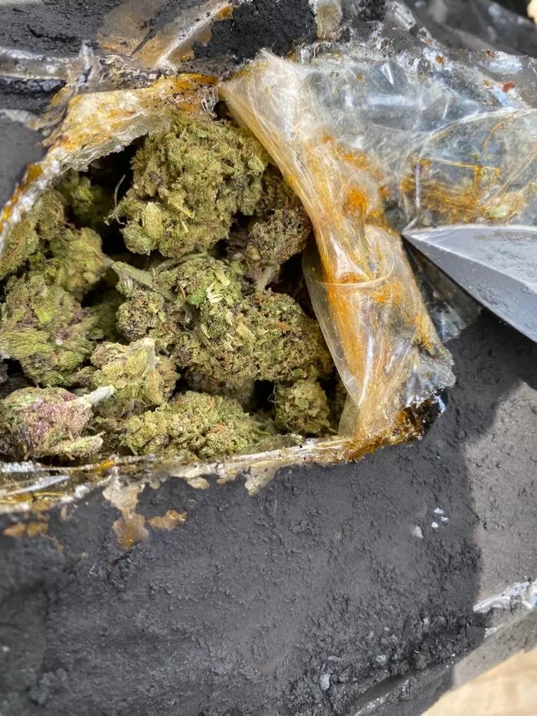 Marihuana oculta en bolsas de carbn