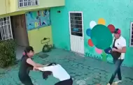 VIDEO: Padres encaonan y golpean a maestra de knder, frente a su hijo
