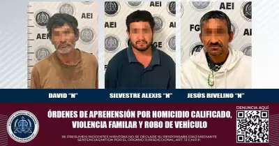 tres sujetos con 3 rdenes de aprehensin