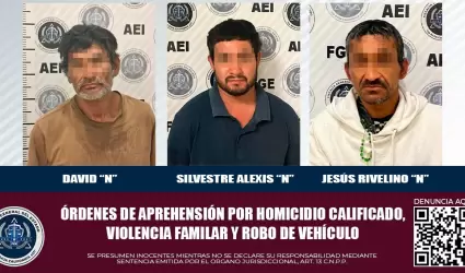 tres sujetos con 3 rdenes de aprehensin