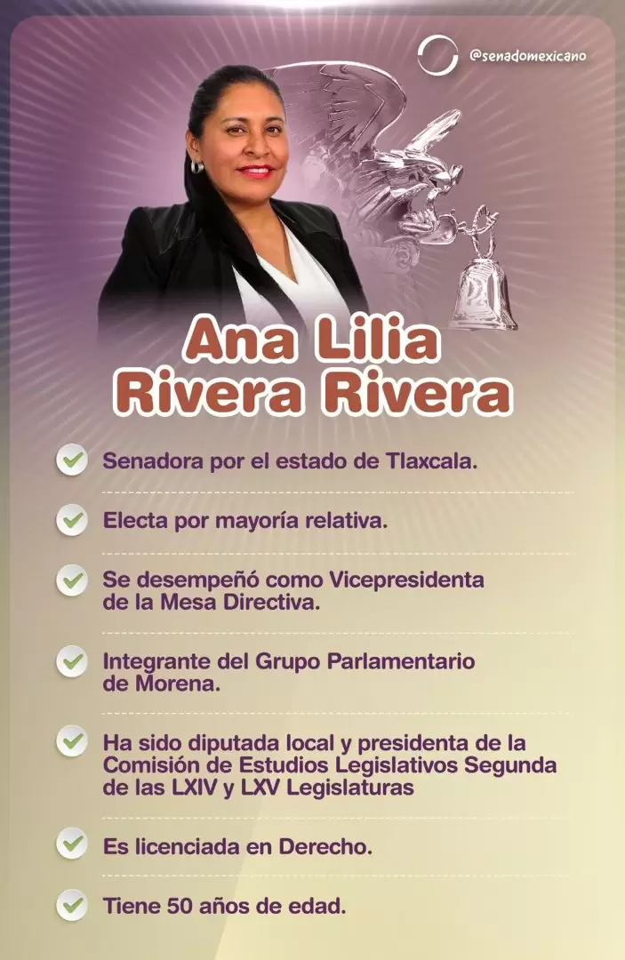 Asume Ana Lilia Rivera la Presidencia de la Mesa Directiva del Senado de la Repblica