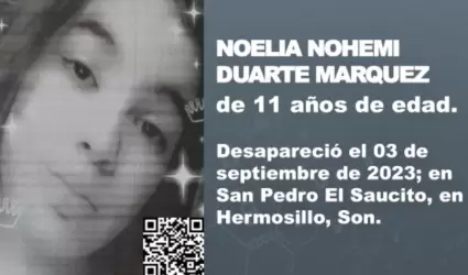 Buscan a la menor Noelia Nohemí Duarte, de 11 años