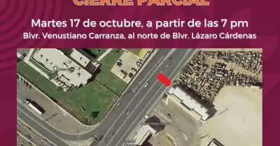 Cierre parcial de circulaci�n en bulevar de Mexicali