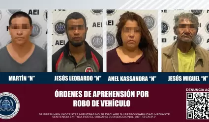 4 detenidos por delito de robo de vehculo