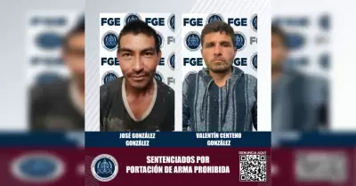 Sujetos detenidos por portaci�n de arma prohibida