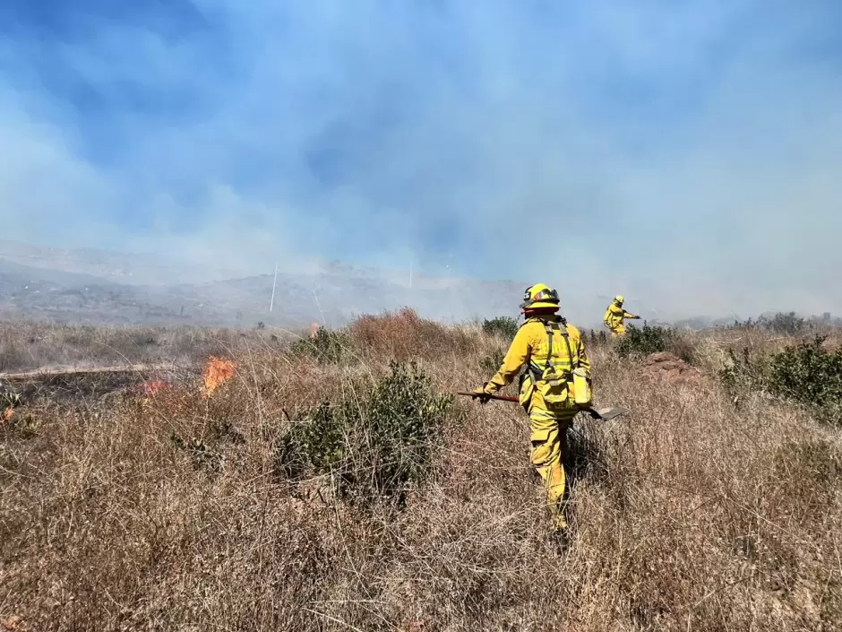 Incendio en zona de pastizal en Santa Anita