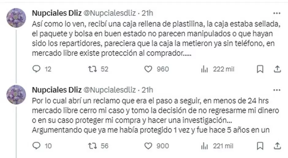 El usuario @Nupcialesdliz denunci� en X que recibi� una caja con plastilina, tras pagar m�s de 28 mil pesos por un iPhone de �ltima generaci�n.