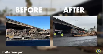 Retiran escombros peligrosos en autopista 10 de Los ngeles