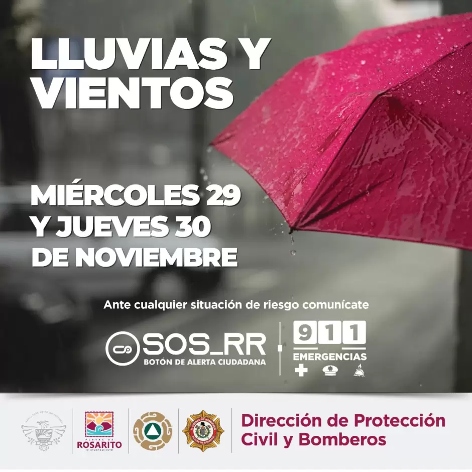 Pron�stico de lluvias para esta tarde y ma�ana jueves 30 de noviembre