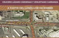 Informa Sidurt cancelación de vuelta inglesa en el crucero Lázaro Cárdenas y Venustiano Carranza a partir del lunes 4 de diciembre
