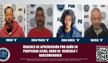 Detienen a cuatro pr�fugos de la justicia