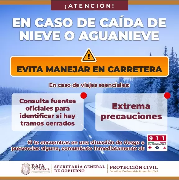 Exhortan a reducir movilidad durante ca�da de nieve o aguanieve