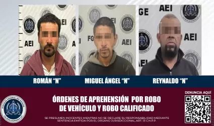 2 por robo de veh�culo y uno por robo calificado