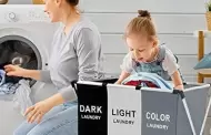Organiza eficientemente tu ropa sucia con este cesto plegable con compartimentos