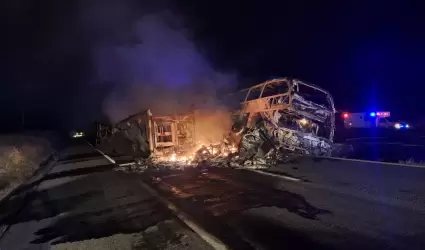 Autobs con 37 pasajeros se impact contra un triler y se incendi en la Maxipi