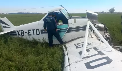 Avioneta de fumigación agrícola se desploma en San Luis Río Colorado