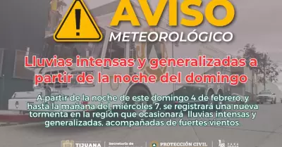 Advierten de lluvias intensas