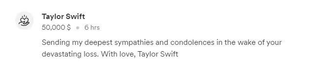 Palabras de apoyo de Taylor Swift