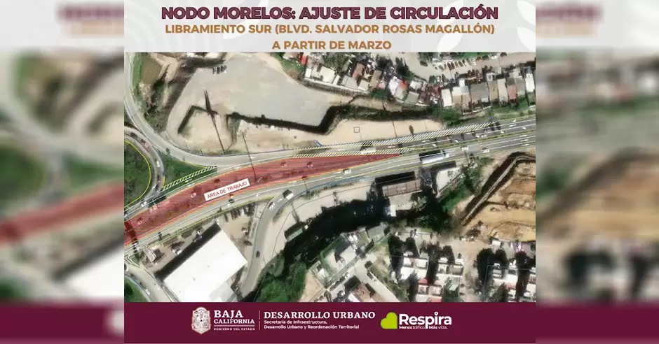 Informa SIDURT nuevo ajuste en la circulacin del Blvd. Rosas Magalln, Nodo Morelos