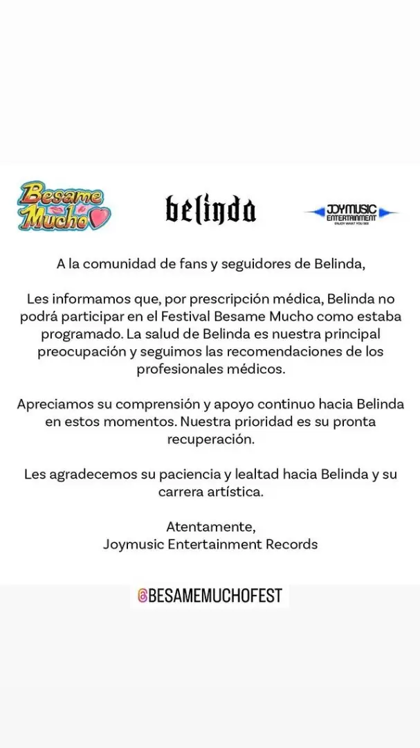 Comunicado Belinda