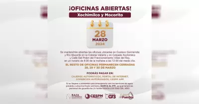 Informa CESPM alternativas para realizaci�n de tr�mites durante d�as de asueto d