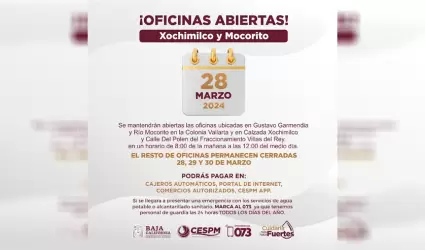 Informa CESPM alternativas para realizaci�n de tr�mites durante d�as de asueto d